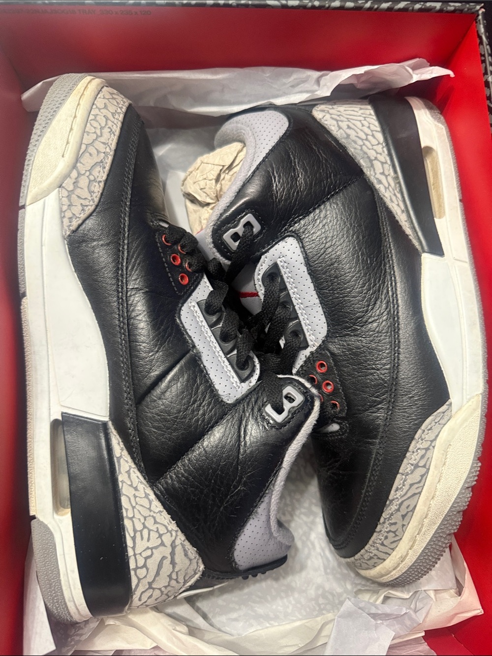 Nike Men's Black, Gray & Red Leather Sneakers